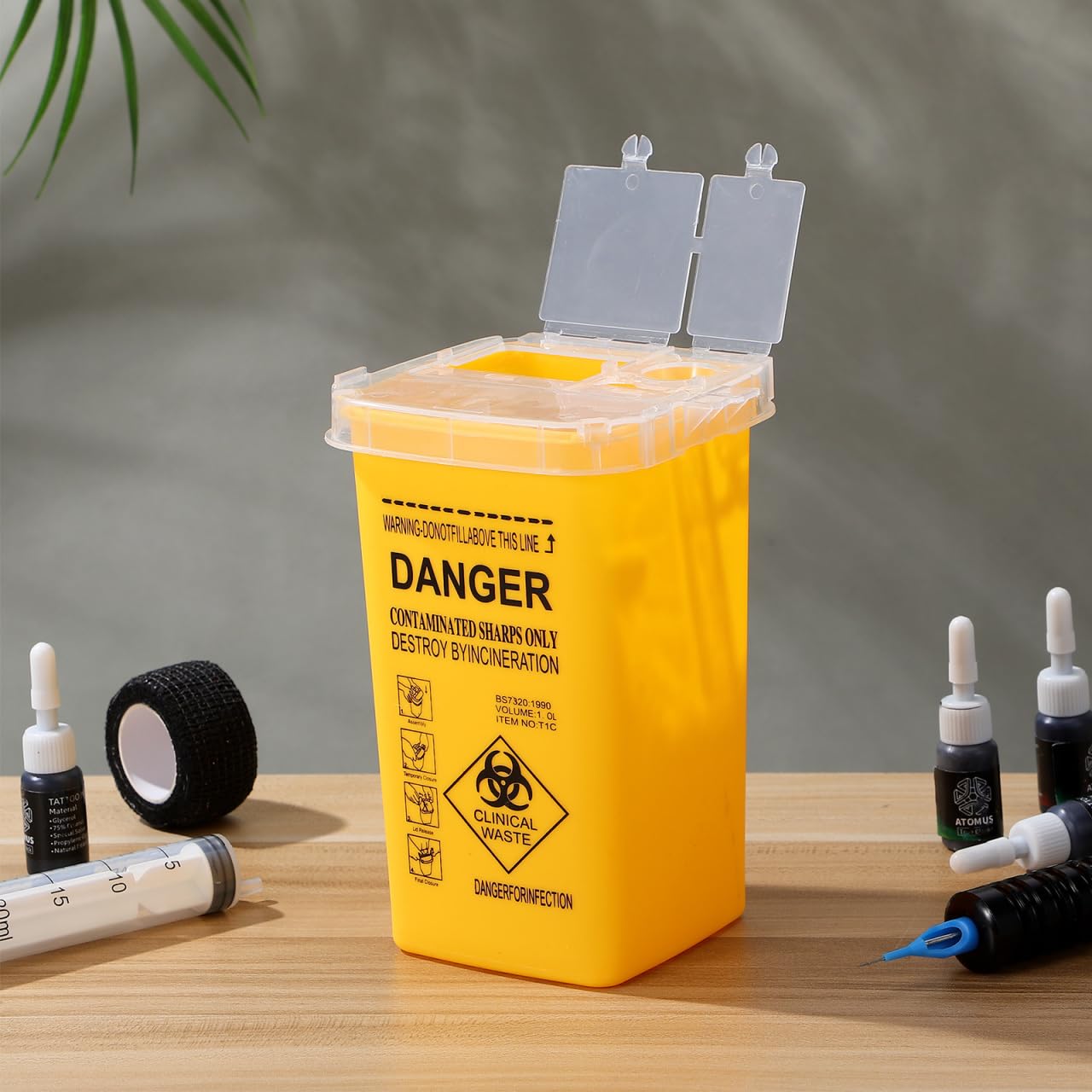 Serbatoio di scarico per cannule Medibox 1 litro giallo 5 pezzi