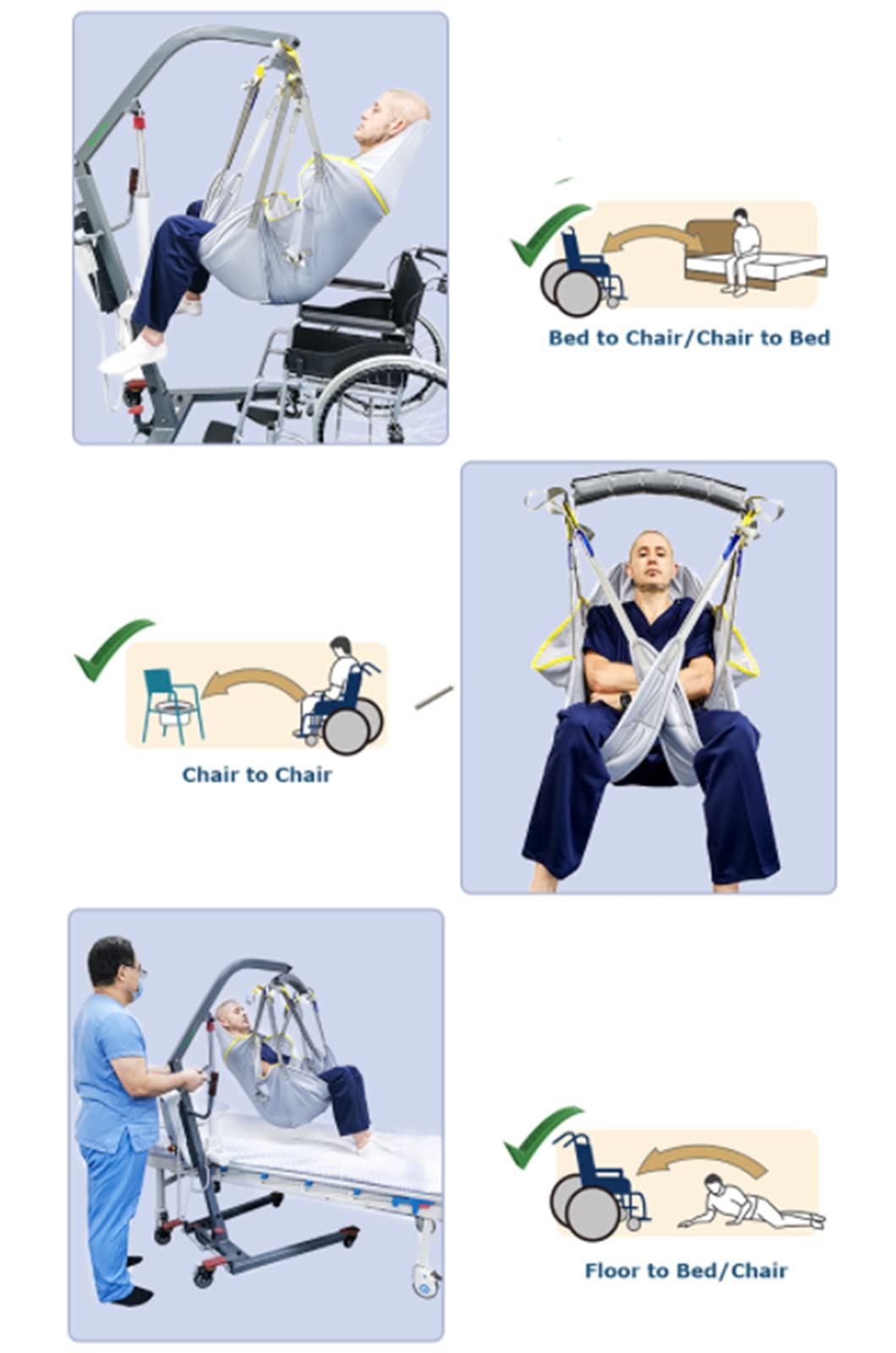 Élingue De Toilette d'ascenseur De Patient pour La Douche À Usage Domestique Ceinture De Transfert Électrique avec Soutien De La Tête,M