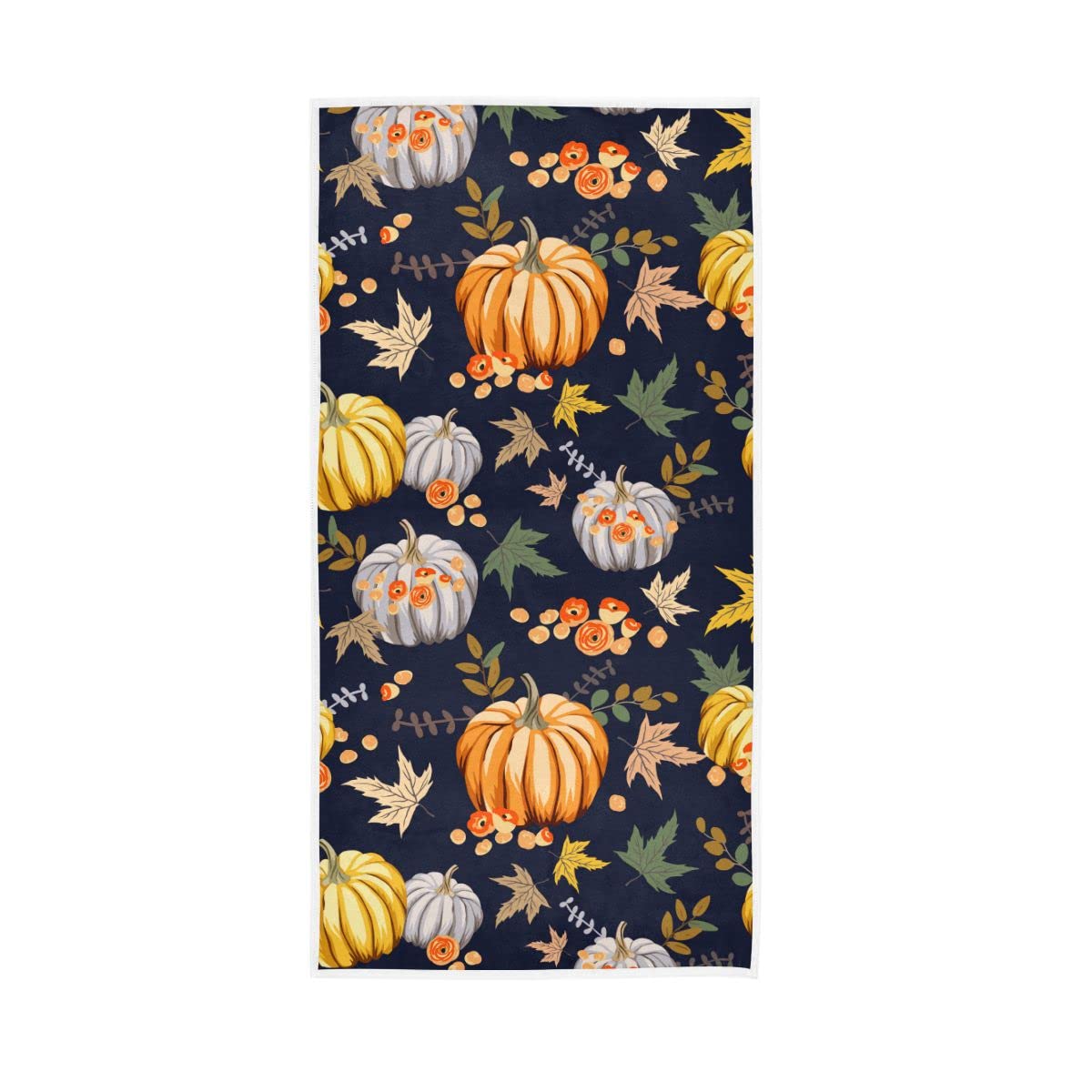 LSRCPD Autumn Pumpkins and Leaves Hand Towels Soft Bath Towel Multipurpose for Bathroom Hotel Gym Spa 30"x15"