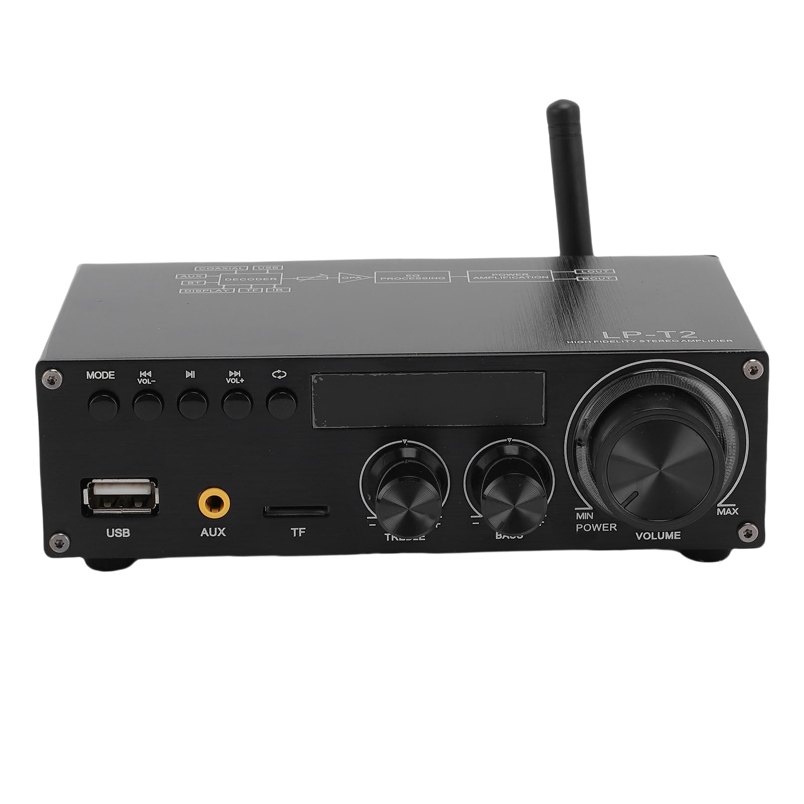 Topiky 2.1 Kanał Bluetooth 5.1 Wzmacniacz Stereo, Power HiFi z Adapterem Mocy, 50wx2rms HiFi Cyfrowy Wzmacniacz Koncesyjny USB Bezprogowy Interfejs USB (wtyczka UE)