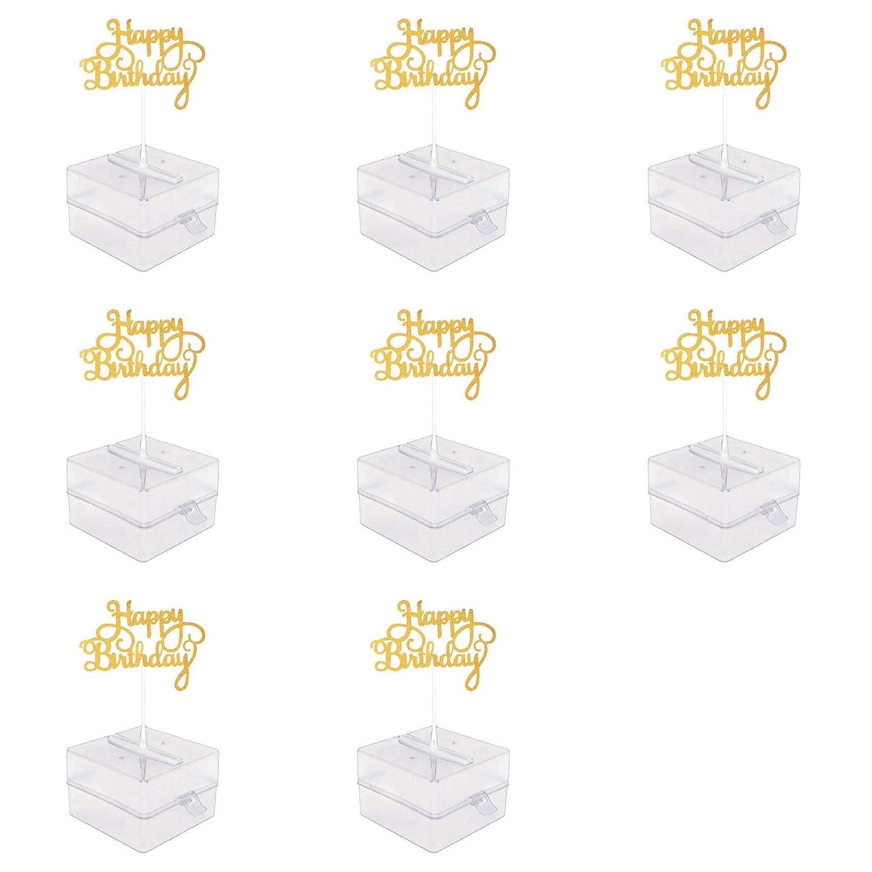 Hndhbfgrt 8X Cake Money Box Set, Money Pulling Cake Making Mold,Cake ATM Money Box with Gold Glitter Happy Birthday Cake Topper