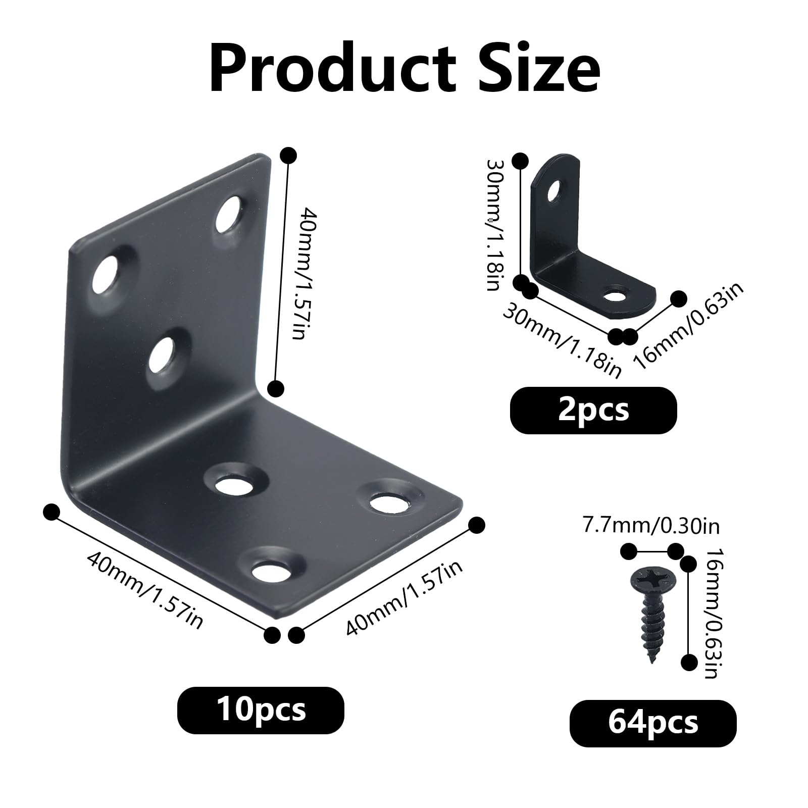 Connettori angolari neri 40x40x40 mm 90° carico pesante per legno