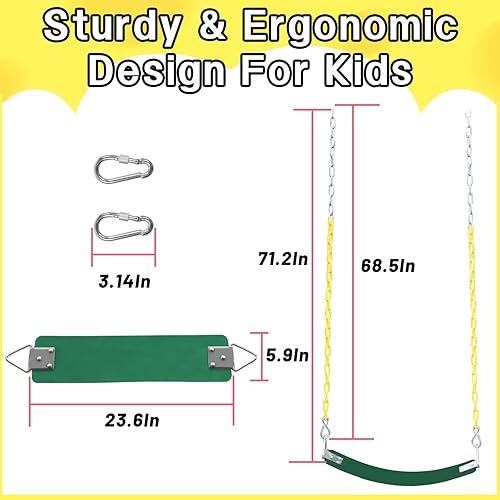 Miniatura 2 de Juego de columpio para niños con cadena para adultos con anillo de taiángulo mental de acero inoxidable, adecuado para patio trasero familiar, juego