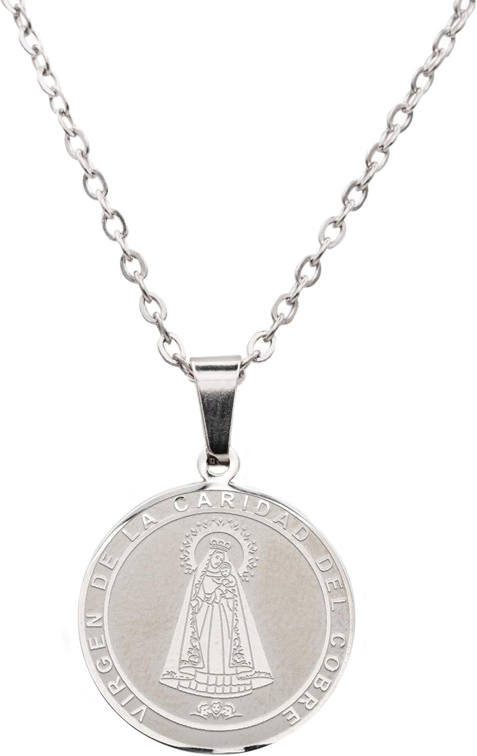 Catholic Town stainless steel Virgen de la Caridad del Cobre Medal Necklace (Available in Gold and Silver colors)