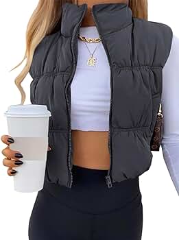 SySea Women's Crop Puffer Vest Winter Zip Up Lightweight