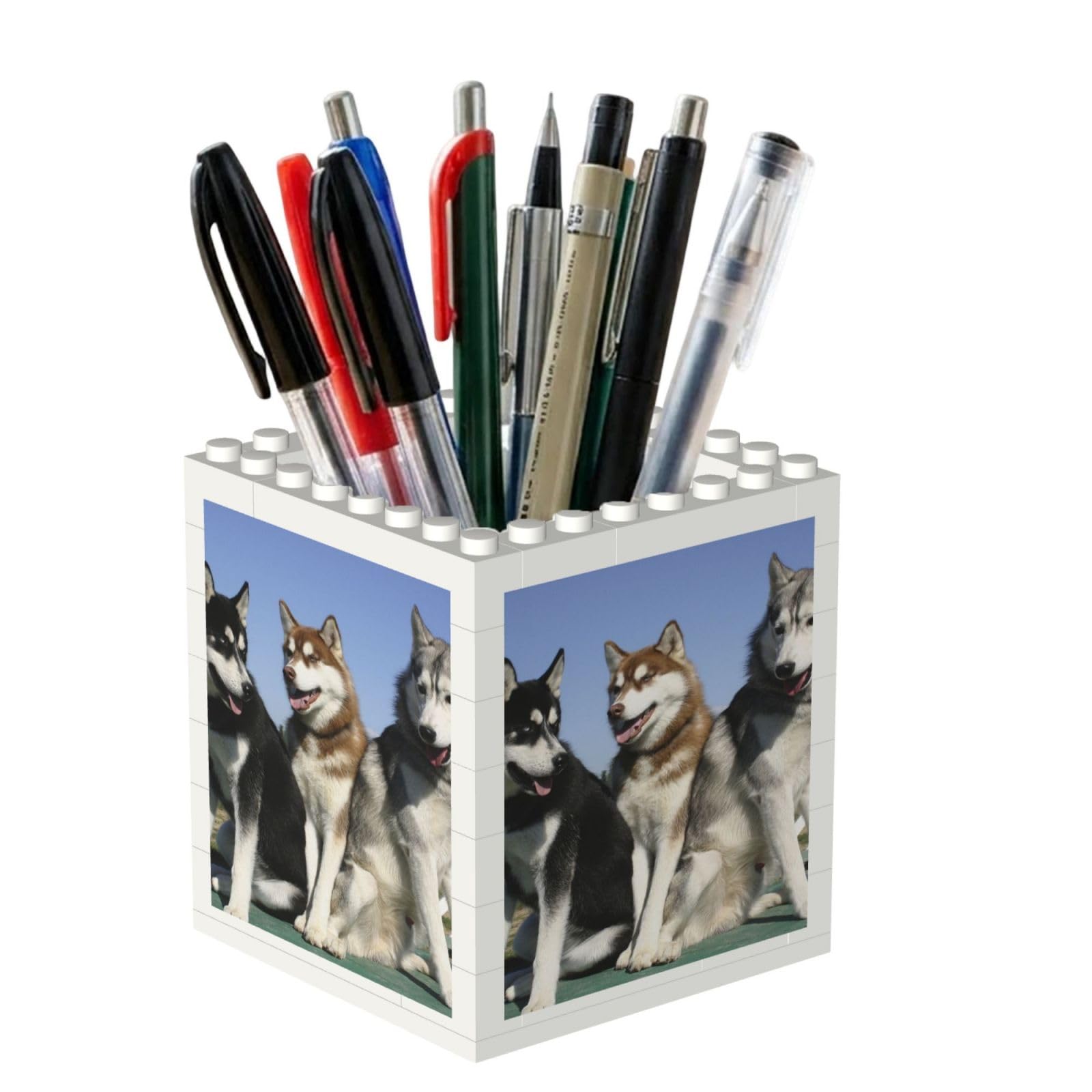 Poadnly Husky Huskie Dogs, Pen Pot Pencil Holder for Office Home School, Compact Desk Organiser for Office Stationery