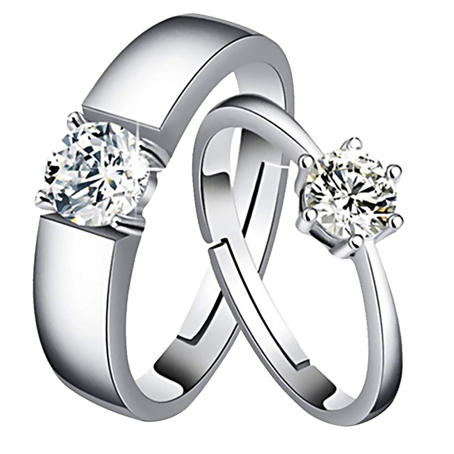I Jewels CZ Silver Plated Adjustable Couple Finger Rings for Womens (FL159CO) (B0849YXWM9) Amazon Price History, Amazon Price Tracker