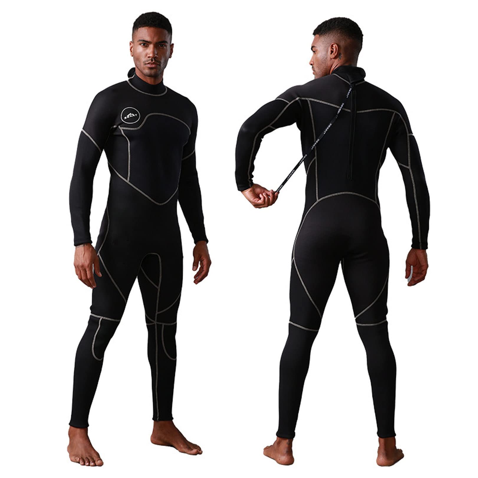3Mm Neopren kostium kąpielowy z tyłu zamek błyskawiczny Full Body Nurkowanie jednoczęściowe do nurkowania, surfowania (kolor: czarny, rozmiar: Aldult/3XL)
