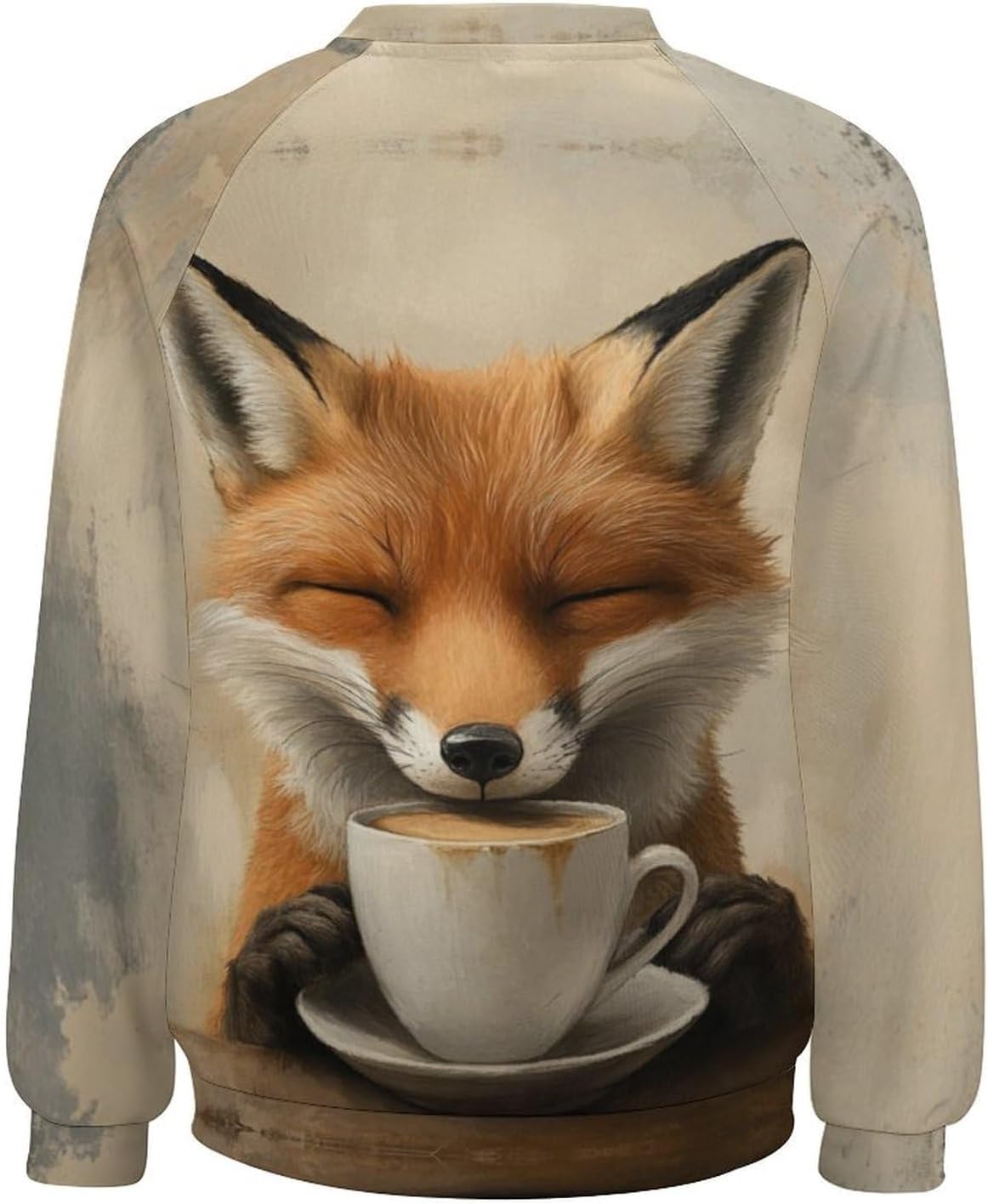 Cat With Coffee Cup Sweatshirt Pullover Fall Fashion Lightweight Casual Funny Print Novelty Warm Lounge Sweater - Image 5