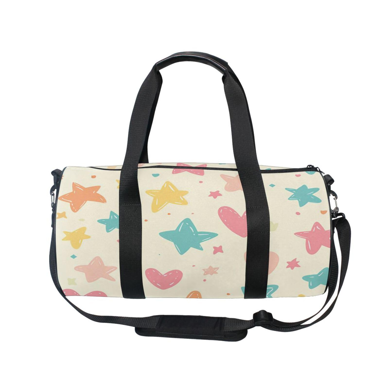BOESI Doodle Heart and Stars Travel Gym Bag, Lightweight Sports Bag, Hand-carrying and Shoulder-carrying, Suitable for Men and Women