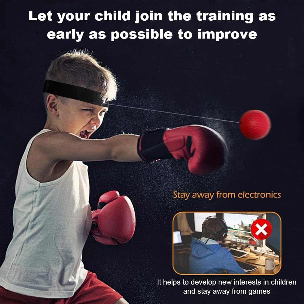 Pelota Entrenamiento de Reflejos Boxeo,Bola de Entrenamiento de Boxeo,Pelota de Reflejos,con 2 Diadema Ajustable,Mejora Las Reacciones de Velocidad,Enfoque y Coordinación de Mano Ojo
