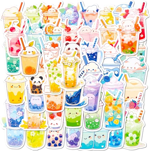 Mistree 50 Autocollant Thé À Bulles Bouteille D'eau Été, 3-5 CM Petit Stickers Mignon