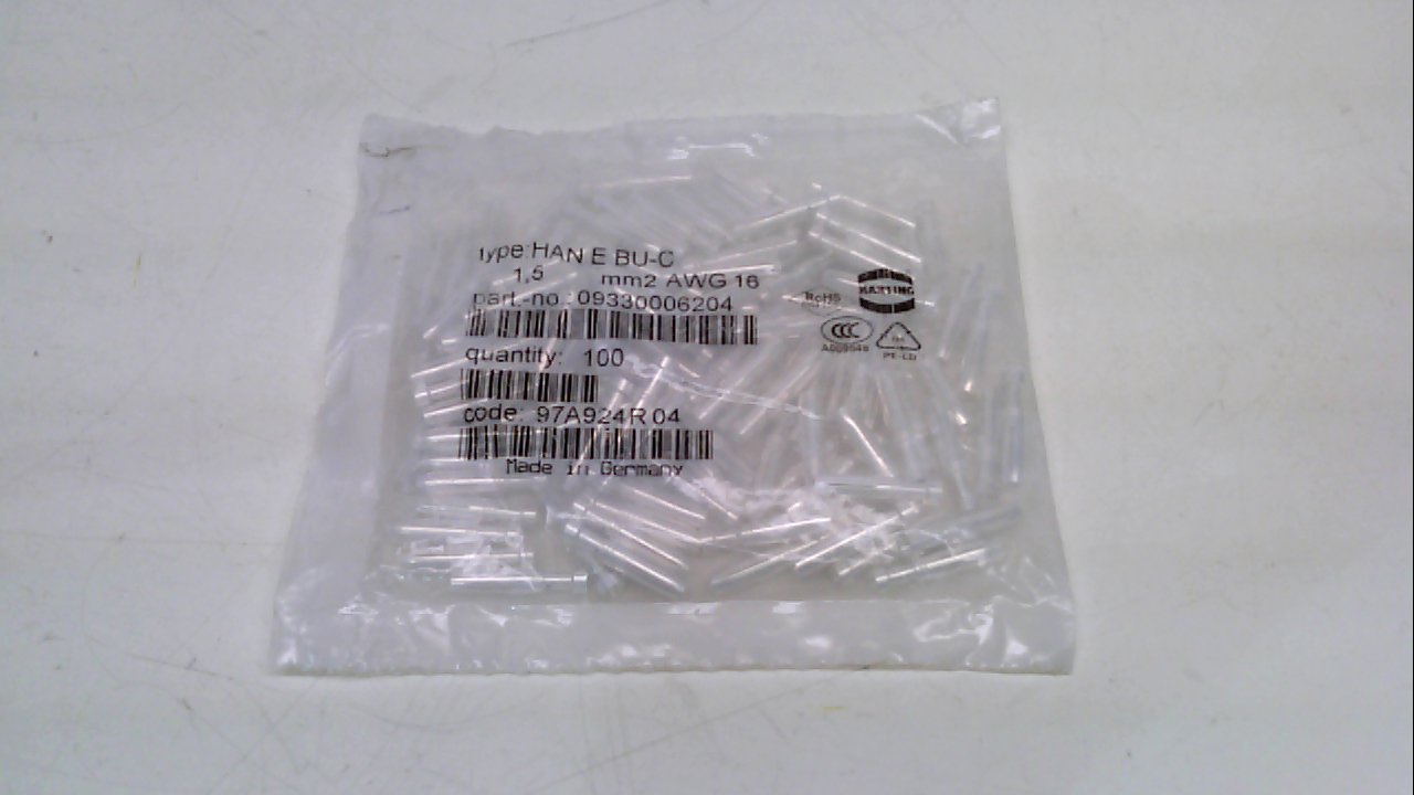 Harting 09330006204 - Pack of 100 - Contact Socket, 500V, 16A, F 09330006204 - Pack of 100 -