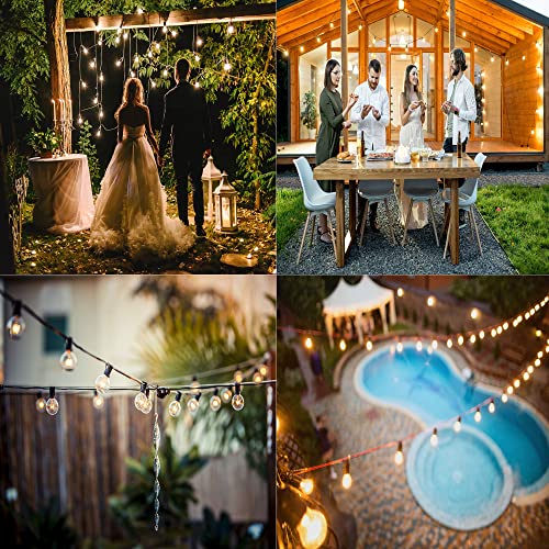 Festival Depot 10Ft Patio String Lights With 10 Waterproof G40 Globe Bulbs (1 Spare) For Christmas Halloween, E12 Socket, Warm White #TOP6