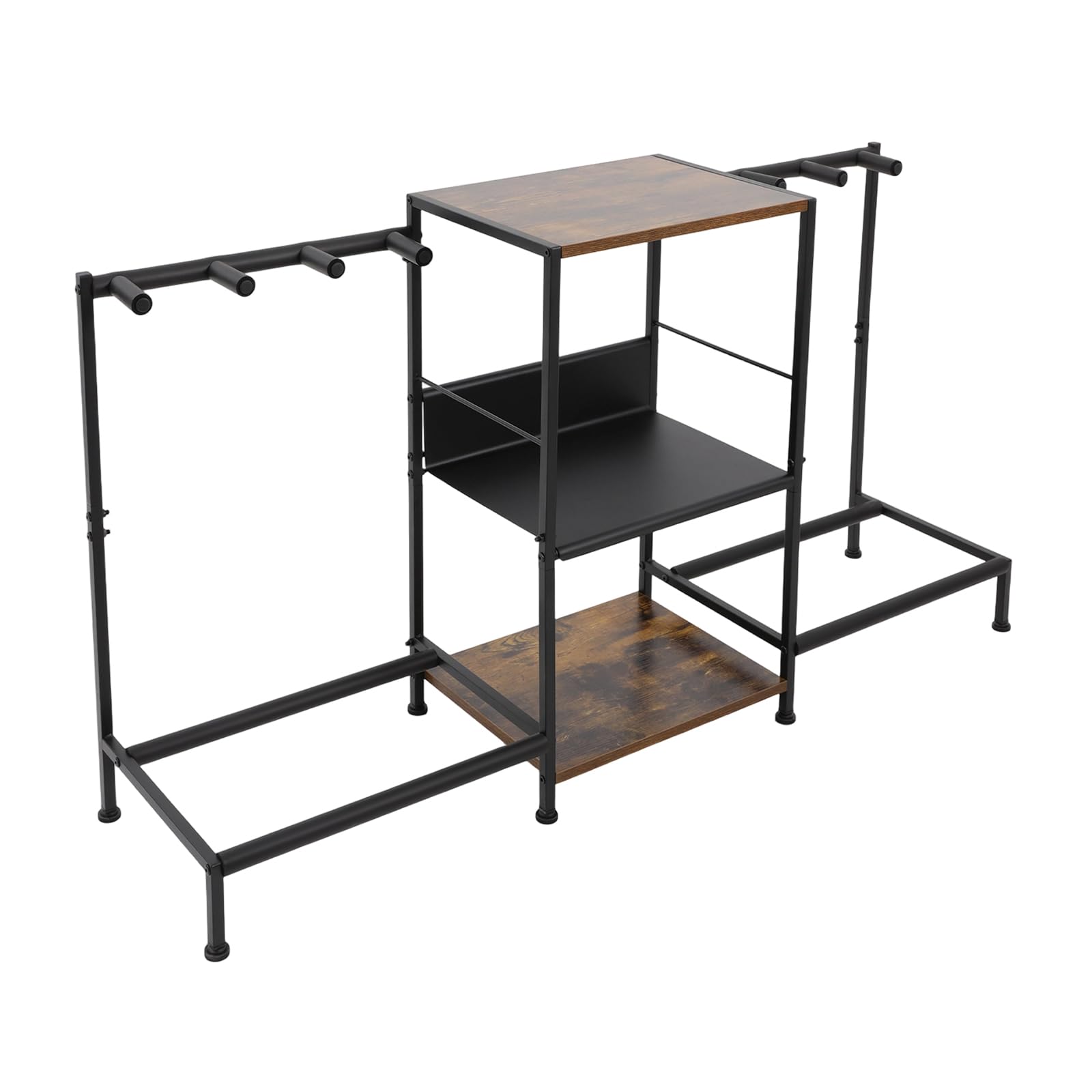 Stojący stojak na gitarę z 3 półkami, prostokątny, czarny, uchwyt na instrumenty gitarowe i akcesoria do instrumentów muzycznych, idealny do sal treningowych, studia nagrań, sklepów muzycznych