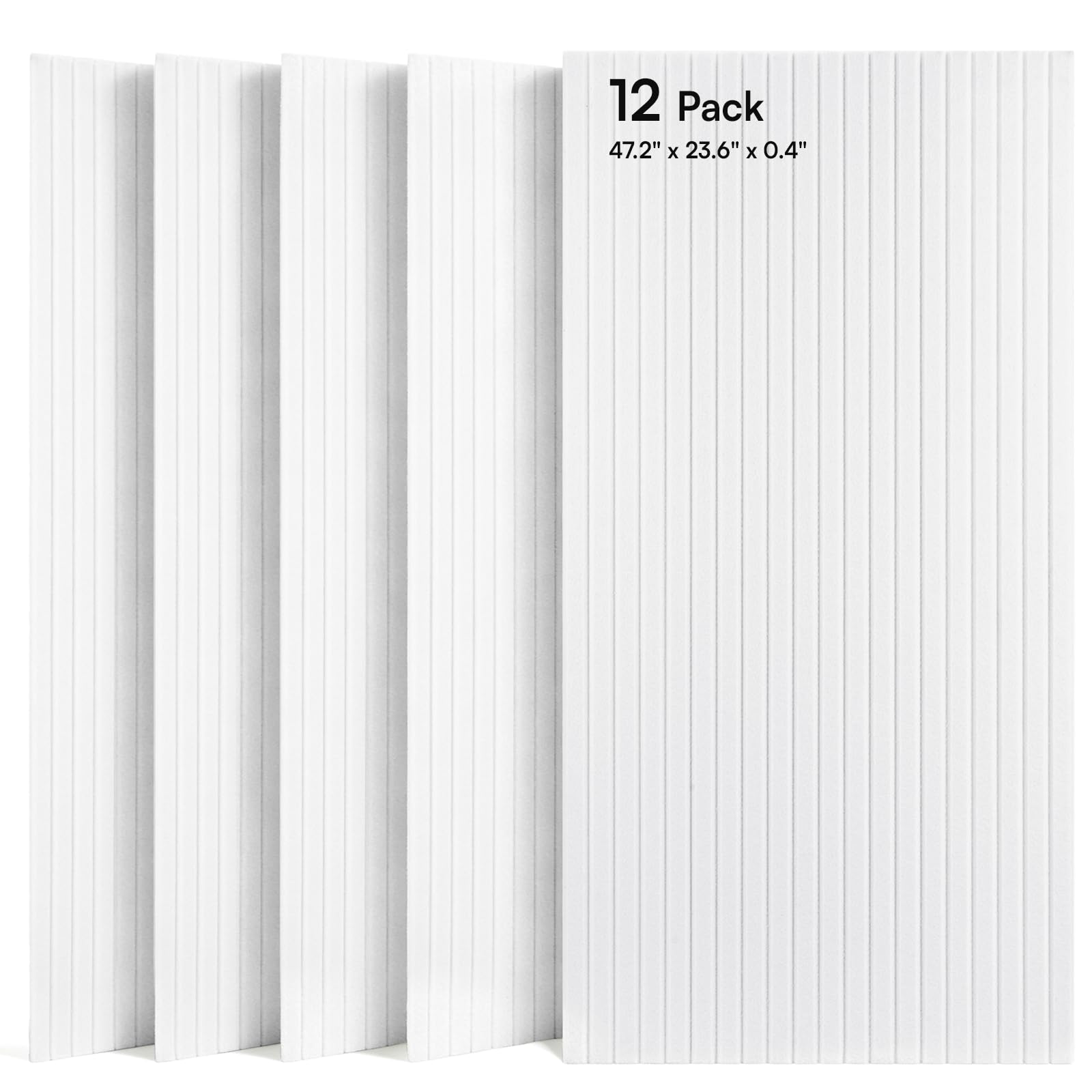 SODOCT 12 Pack Large Acoustic Panels, 47.2" X 23.6" X 0.4" Sound Proof Panels for Walls, High Density Sound Absorbing Panels for Home Studio &amp; Office, White