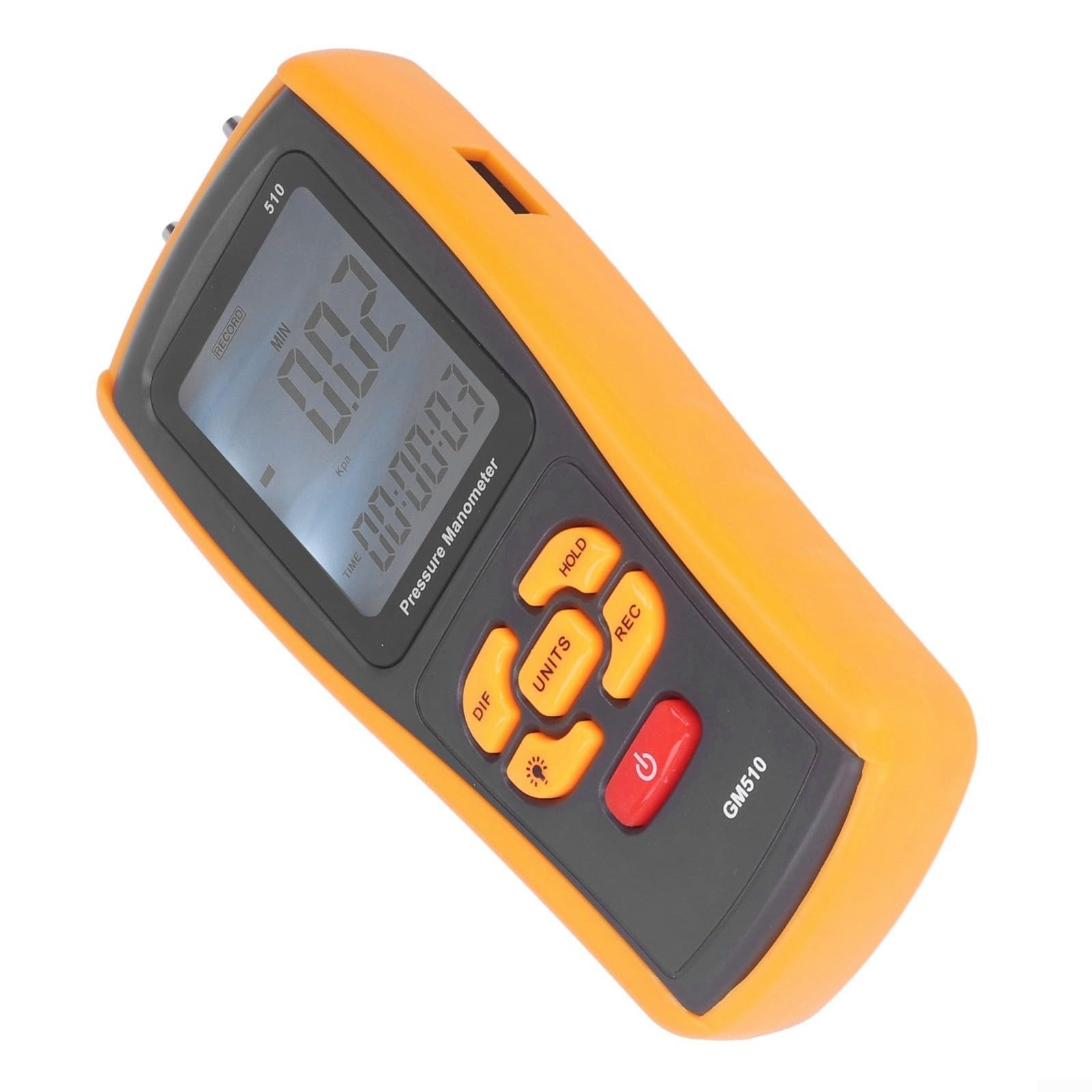 GM510 Digitales Differenzdruckmessgerät Mit USB, LCD-Hintergrundbeleuchtung ±10kPa Messbereich 0,5S Reaktionszeit Für Lüfter Für Druck, Filterwiderstand Kessel Für Druck Und Medizinische Geräte