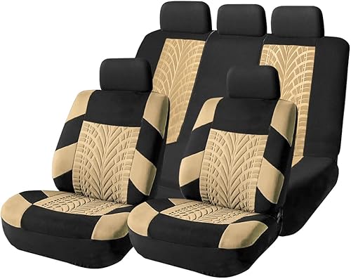 Miniatura 7 de Juego completo de fundas de asiento de automóvil, protectores de asiento delantero de poliéster con fundas de asiento trasero de banco divididas,