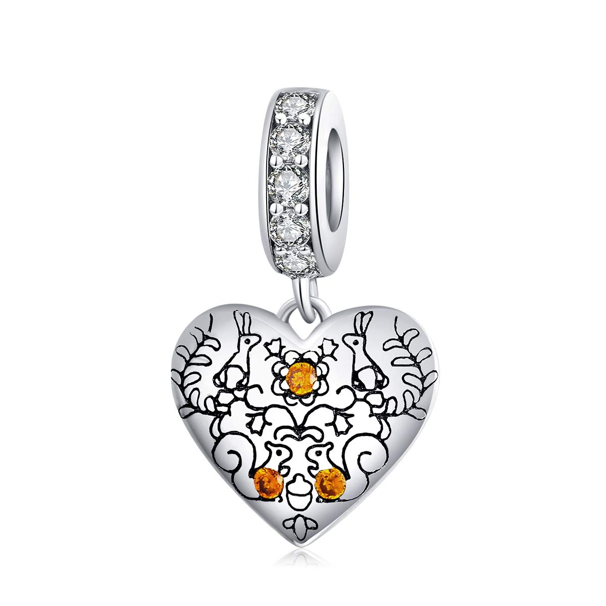 Bijoux Blu925 Sterling Silver Vine & Pine Cone CZ platinum Original Charm for Brand Jewellery Bracelet Make for women