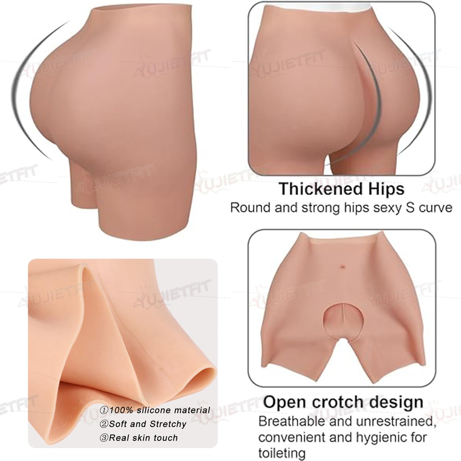 Adima Mutandine in Silicone con Imbottitura Finta per Glutei, Mutande Modellanti per Crossdresser, Pantaloni per Aumentare i Fianchi per Transgender e Drag Queen