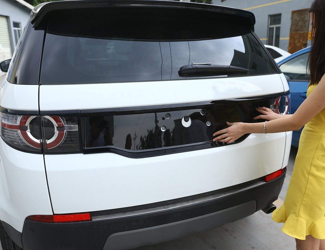 ABS chrom połysk czarny samochód tylny ogon dekoracyjny osłona ramy do Discovery Sport 2015-2017 akcesoria samochodowe