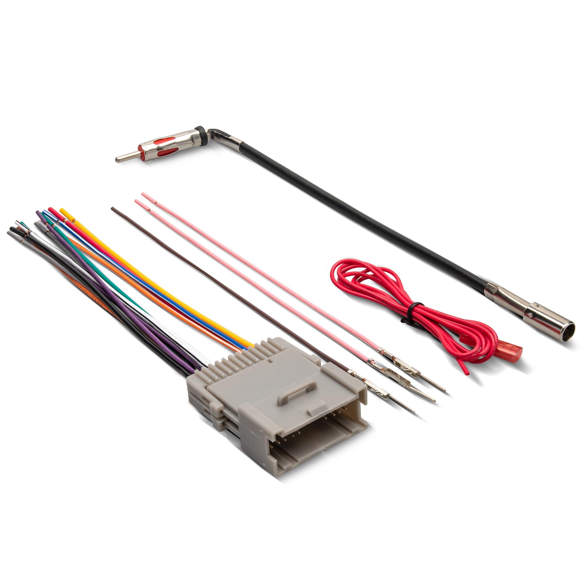 RED WOLF Radio Harness W/Antenna Adapter Replacement for 2000-2012 Buick Chevrolet Silverado GMC Tahoe, Suburban Stereo Antenna Adapter Stereo Wiring Harness Connector Plug