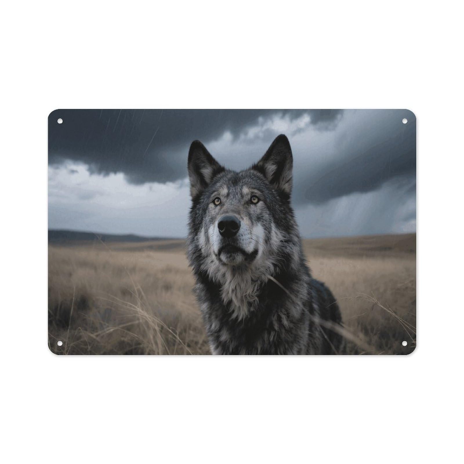 VstaDank Wolf Wall Art Prints Metal Sign Decor Painting Aluminum Wall Hanging Decor Vintage Poster Sublimation Picture Panel Weatherproof Art Decorative Wall Decors