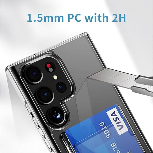 Miniatura 2 de Diseñada para Samsung Galaxy S23 Ultra, funda con tarjetero, funda protectora militar transparente a prueba de golpes y antiarañazos para Samsung