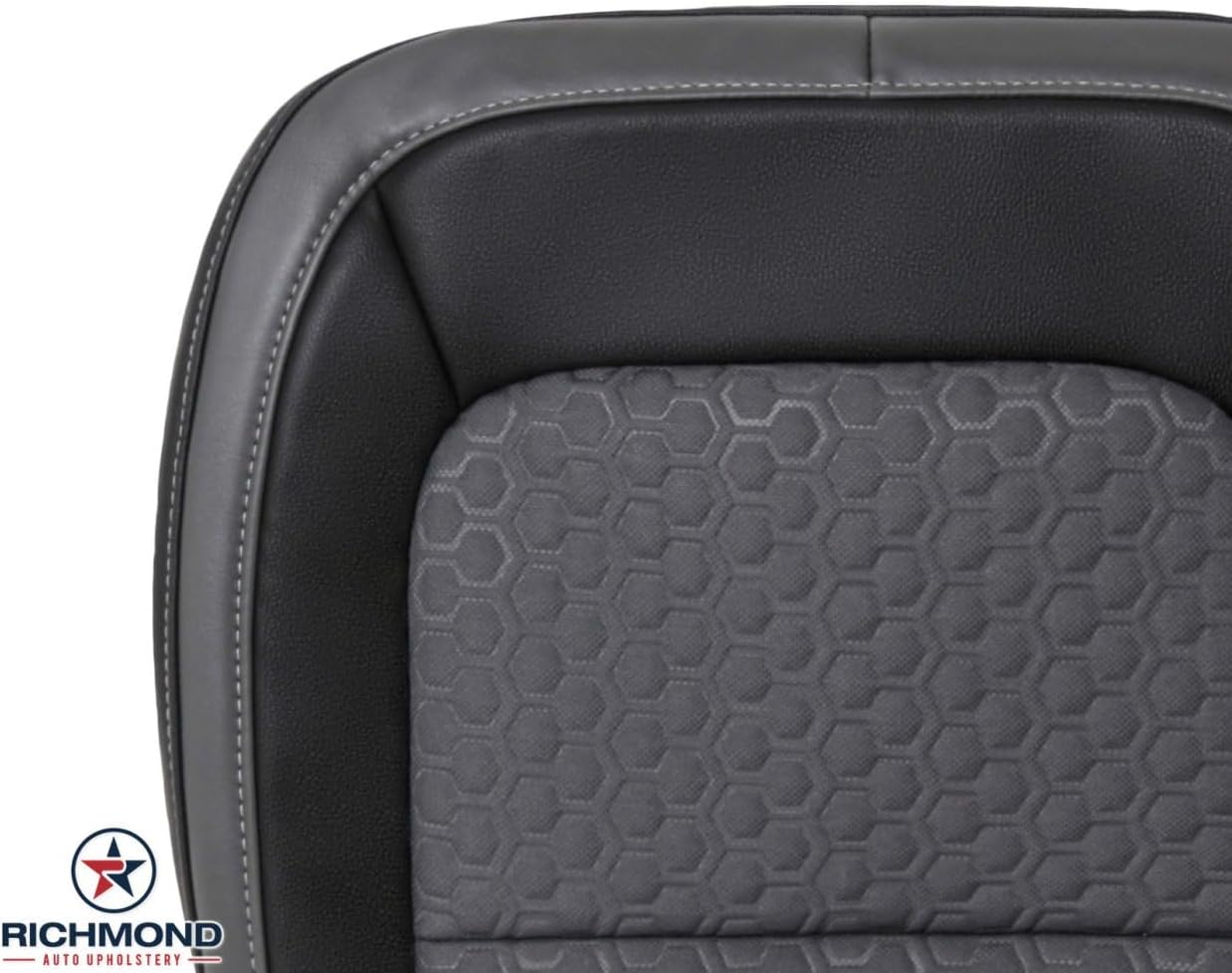 Richmond Auto Upholstery - Driver Side Bottom Compatible with 2015-2022 Chevy Colorado Z71 LT LS ZR2, Replacement Cloth Seat Cover, Black & Dark Gray