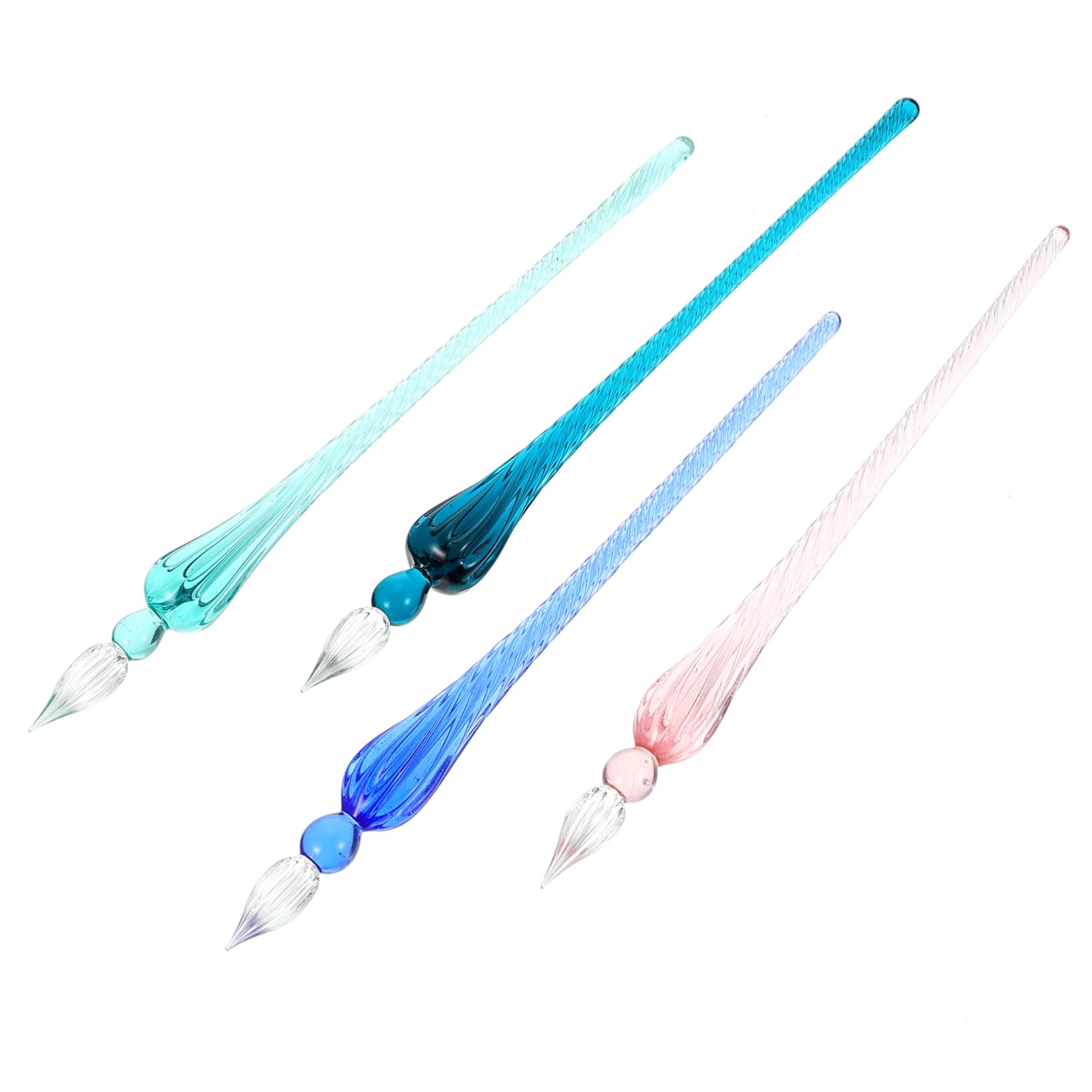 STOBOK 4pcs Glass Dip Pen Handmade Glass Dip Pen Art Pen Decorative Pen Colorful Pens Color Ink Pens Stained Glass Dipping Pens Glass Filling Ink Pen Calligraphy Glass Pen Office Spiral