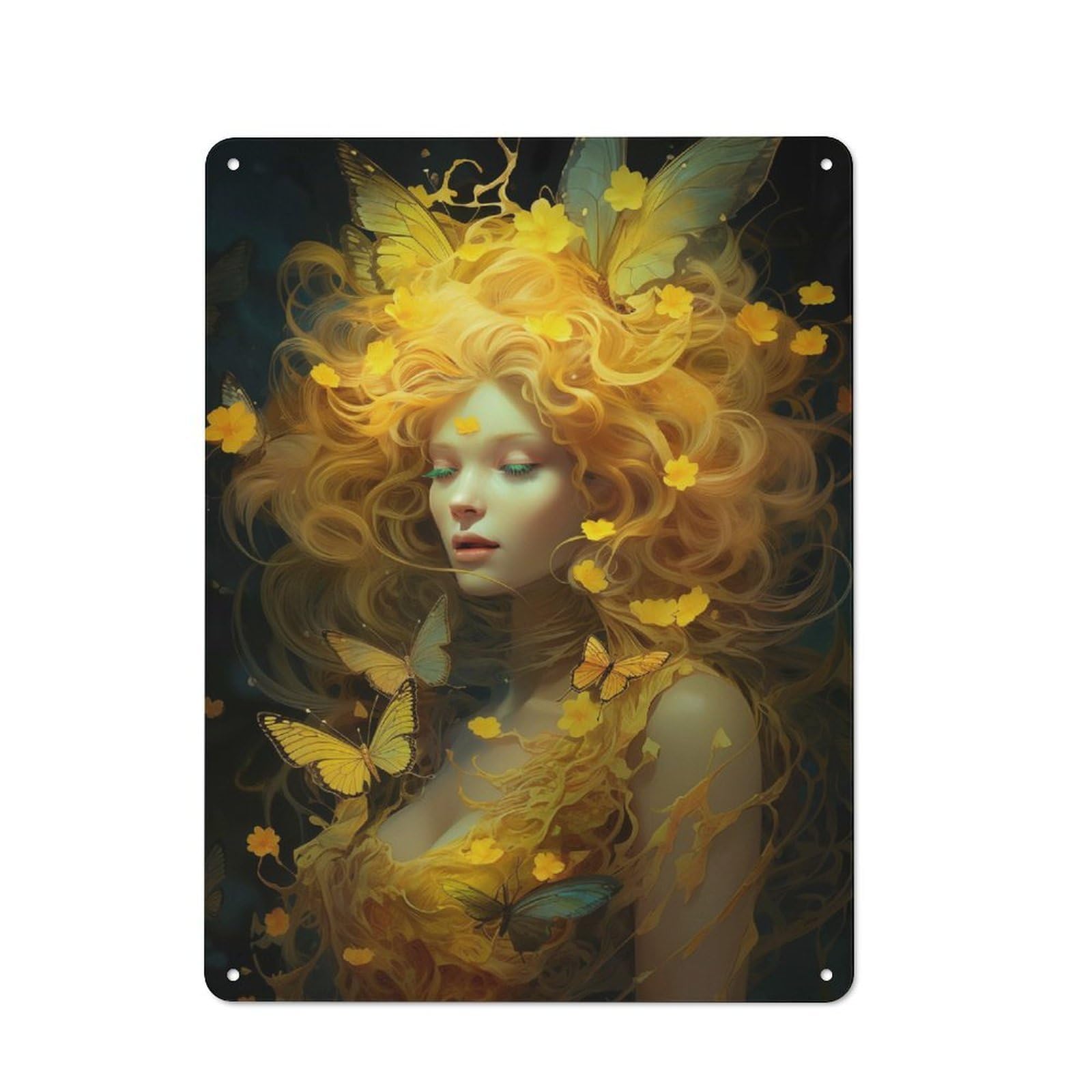 Junmoney Fairy In Yellow Vintage Metal Wall Sign 40X30cm For Café Or Restaurant, For Metal Sign Collectors, For Garage And Workshop Walls