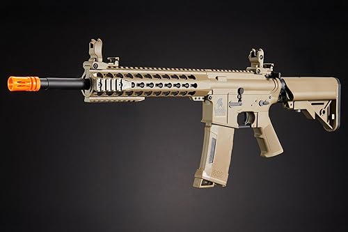 Miniatura 4 de Lancer Tactical Gen 2 Keymod Full Tan M4 Carabina Airsoft AEG de 10 pulgadas con cargador Airsoft de alta velocidad (Color Bronceado)