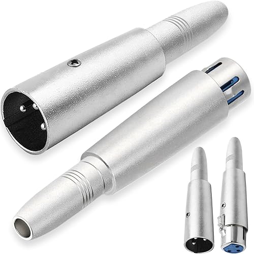 XLR Adaptador de audio macho de 3 pines a 14 de pulgada y 0.250 in hembra conector de audio TRS, XLR hembra a 0.250 in hembra de micrófono mezclador