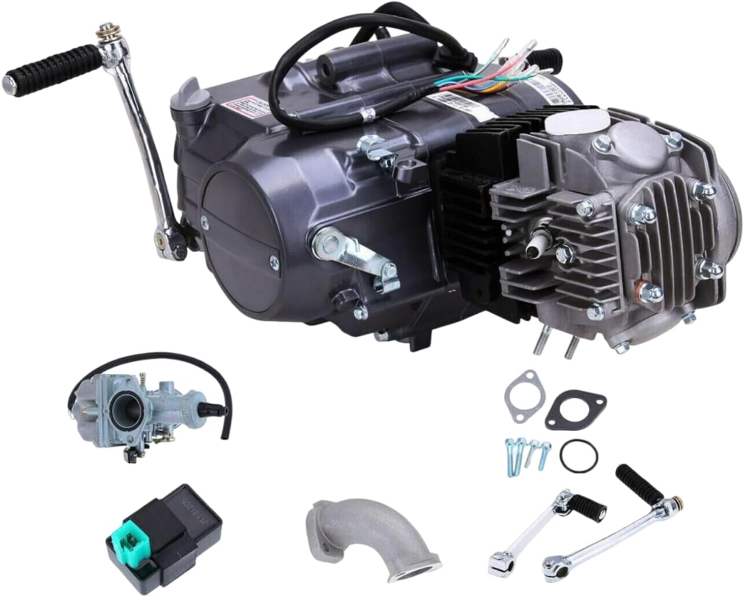 125cc 4 Stroke Engine Motor Complete Kit, 4 Speed Manual Clutch Gasoline Engine for Honda XR50 CRF50 CRF70 Z50R QR50, Spark Plug A7TC