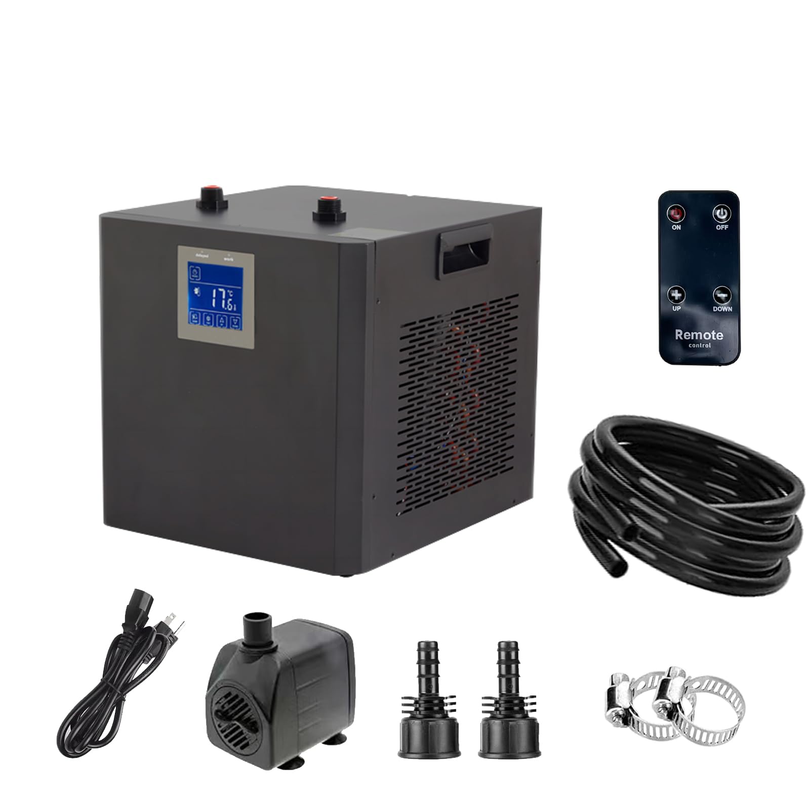132 Gallon Aquarium Chiller,LED Display Fish Tank Chiller, 1/2 HP Active Aqua Chiller for Axolotl, Water Chiller with Pump, Nozzles and Hoops Ideal for Coral Reef Shrimp