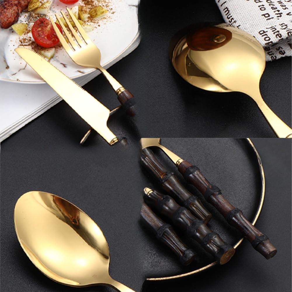 Manico Distintivo Cucina Acciaio Inox Argenteria Stoviglie Posate Set Bistecca Coltello Forchetta Cucchiaio Cucchiaino (Argento,20 pezzi)