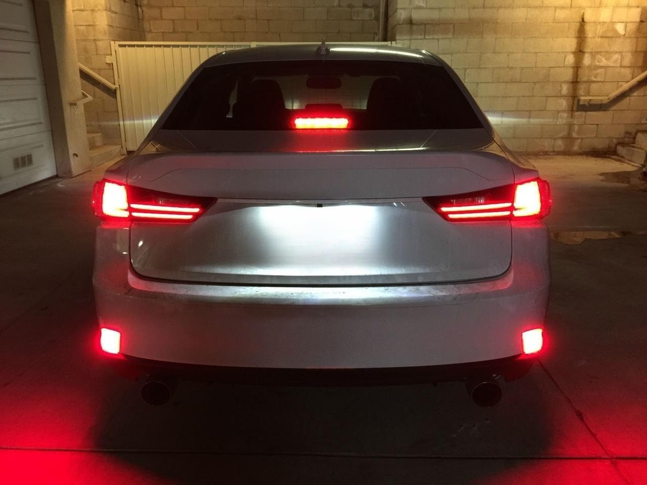 iJDMTOY Dark Smoked Lens 120-SMD Full LED Rear Bumper Reflector Light Trim Compatible With Lexus 2014-2020 IS200t IS250 IS300 IS350 IS-F. Function as Tail or Rear Fog Lights