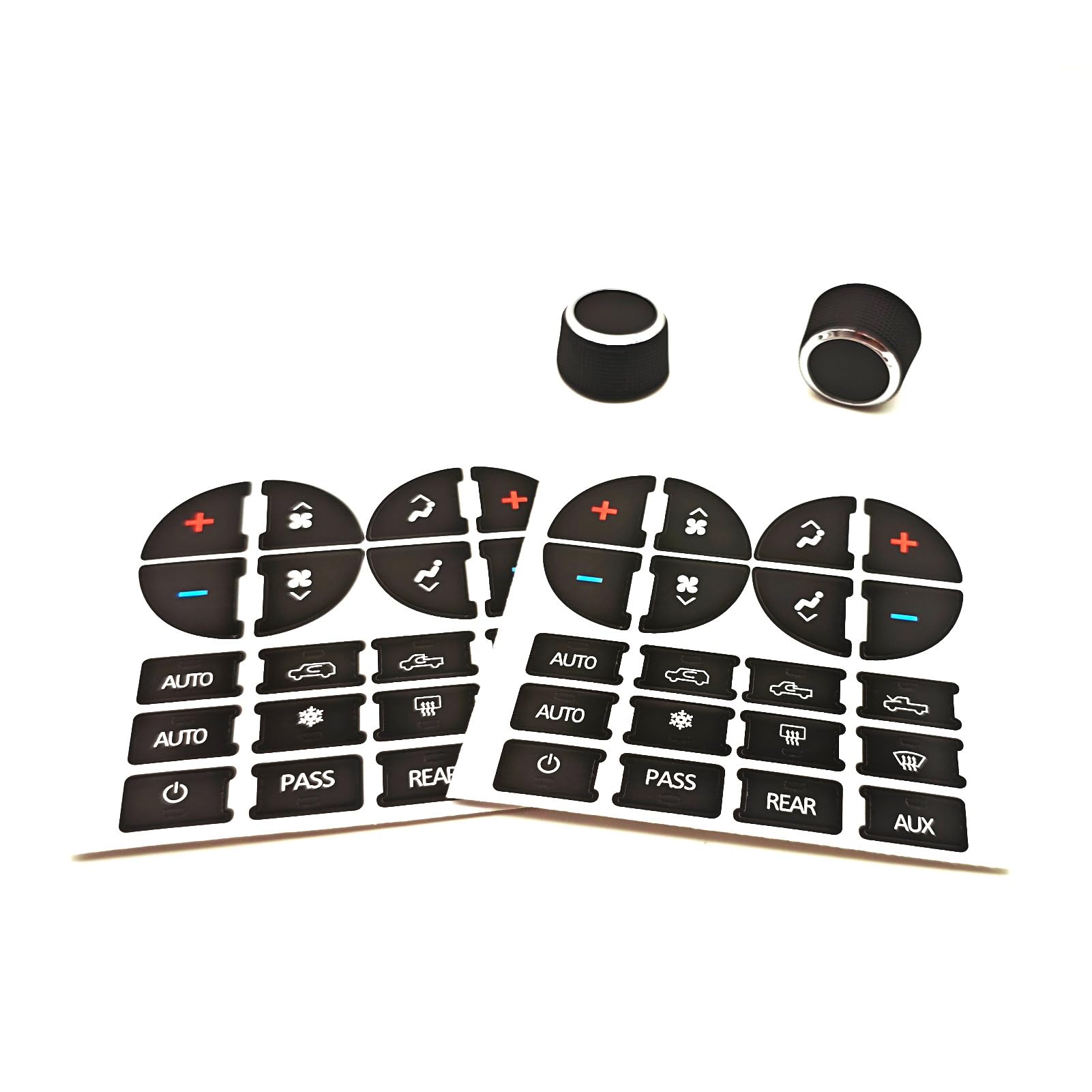 AtticZone AC Dash Button Repair Kit Stickers, Rear Radio Volume Control Knob Compatible with GM GMC Yukon Acadia Sierra, Chevrolet Silverado Tahoe Suburban 2007 2008 2009-2014
