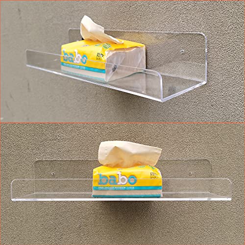Ashwath 4 Pack Clear Acrylic Floating Shelves, 15" Invisible Floating Wall Ledge, Bookshelf, Wall Shelves For Collectables, Makeup, Spice, Display Organizer For Bathroom, Kitchen, Bedroom #TOP4