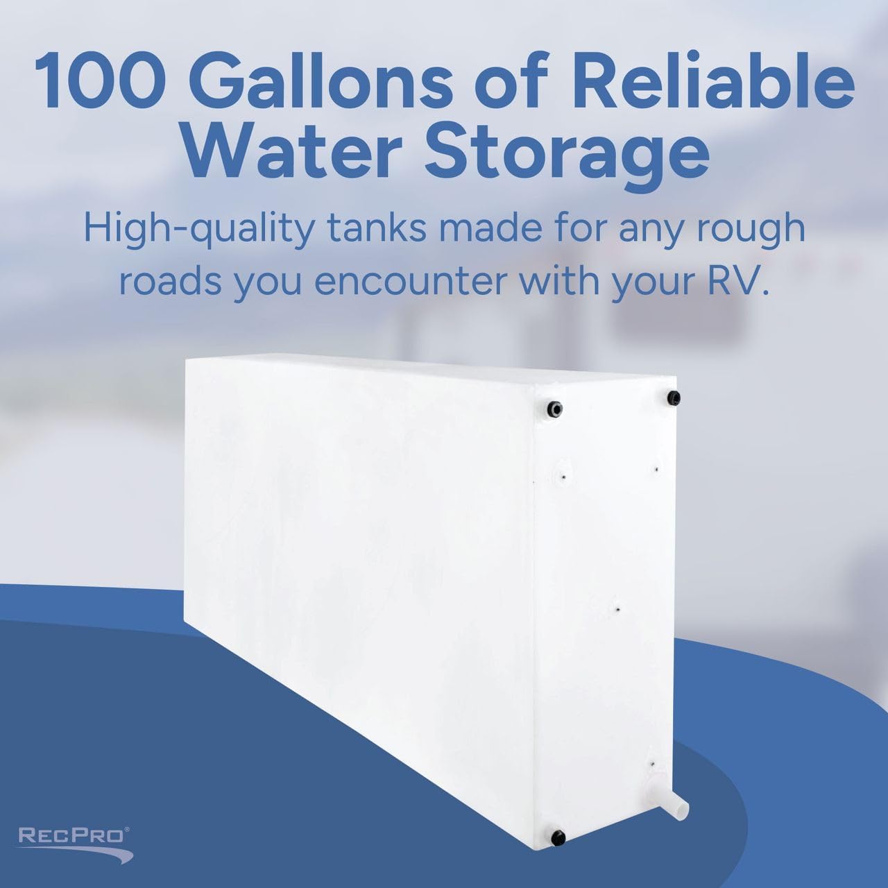 RecPro RV Fresh Water Tank 100 Gallon for Drinking and Potable Water | Fresh or Gray Water Plastic Storage | Made in America