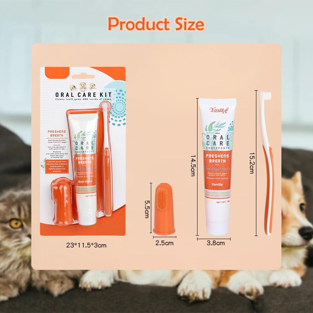 Pet Dental Care Set, Dog & Cat Toothbrush and Toothpaste, Finger Toothbrush, Teeth Cleaning Products - Image 2
