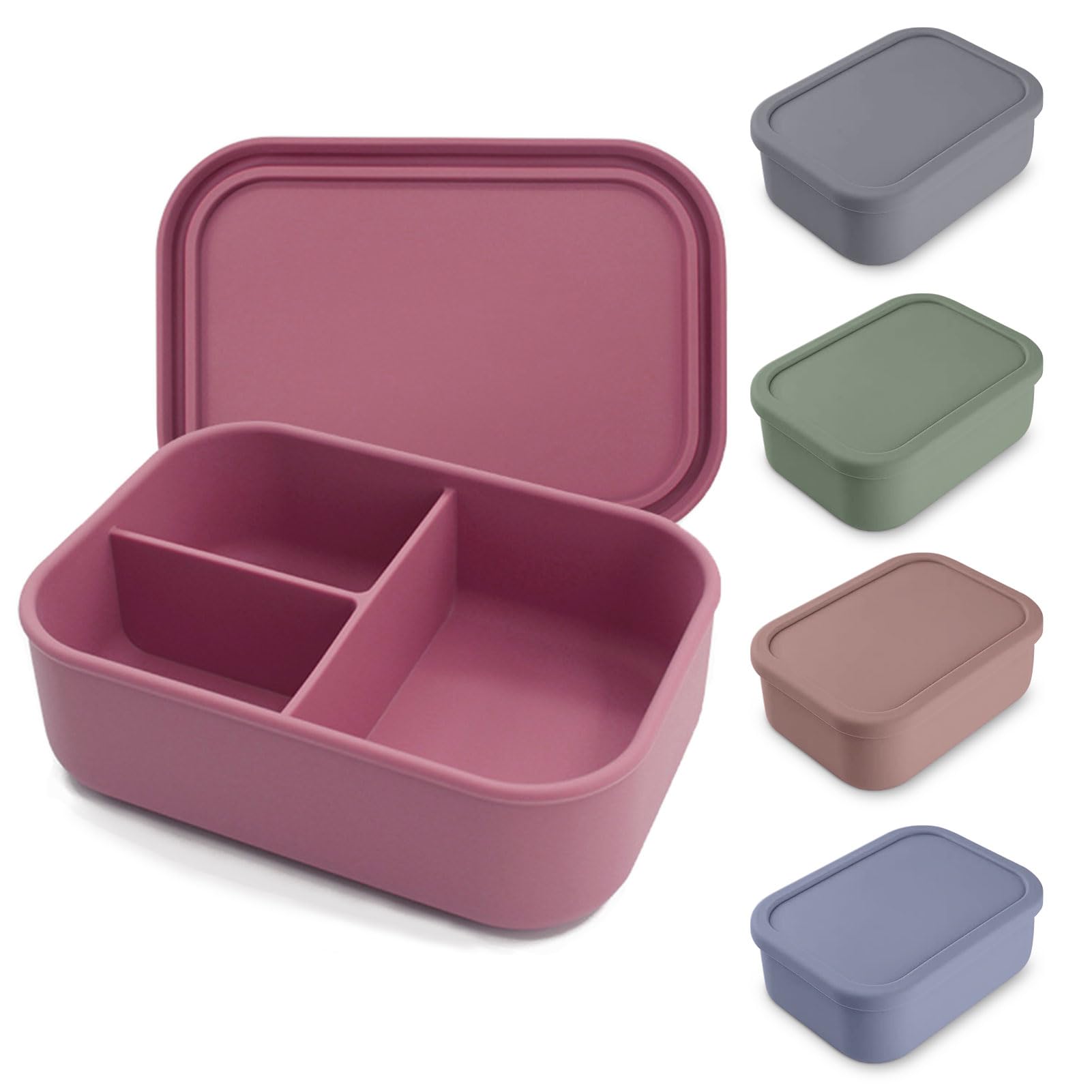 Homiflex Contenitore per il pranzo in silicone, 1250 ml, per adulti con scomparti, senza BPA, infrangibile e a prova di perdite, per scuola, ufficio, lavoro, picnic, blu