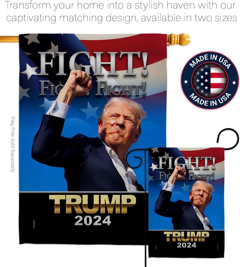 Fight for Trump Flag Wall Decor for Home Room Tapestry MAGA Garden Poster Rally Shooting 2024 Patio Banner Yard Sign Outdoor House Patriotic Decorations Republican Gift Made in USA
