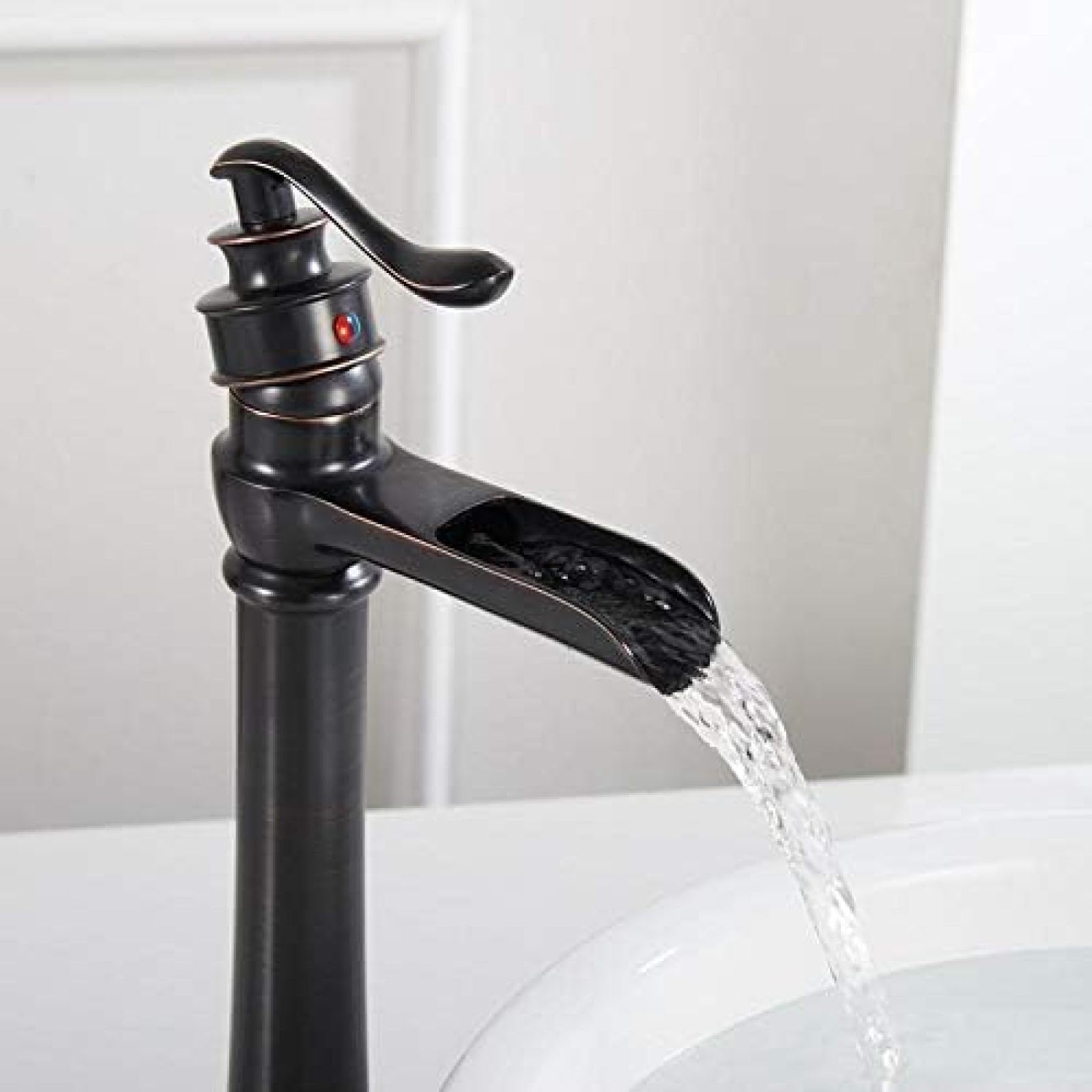 Waterfall Single Handle Basin Vanity Sink Vessel Bathroom Faucet Tall Mixer Tap Kitchen Sink Faucet — view 2