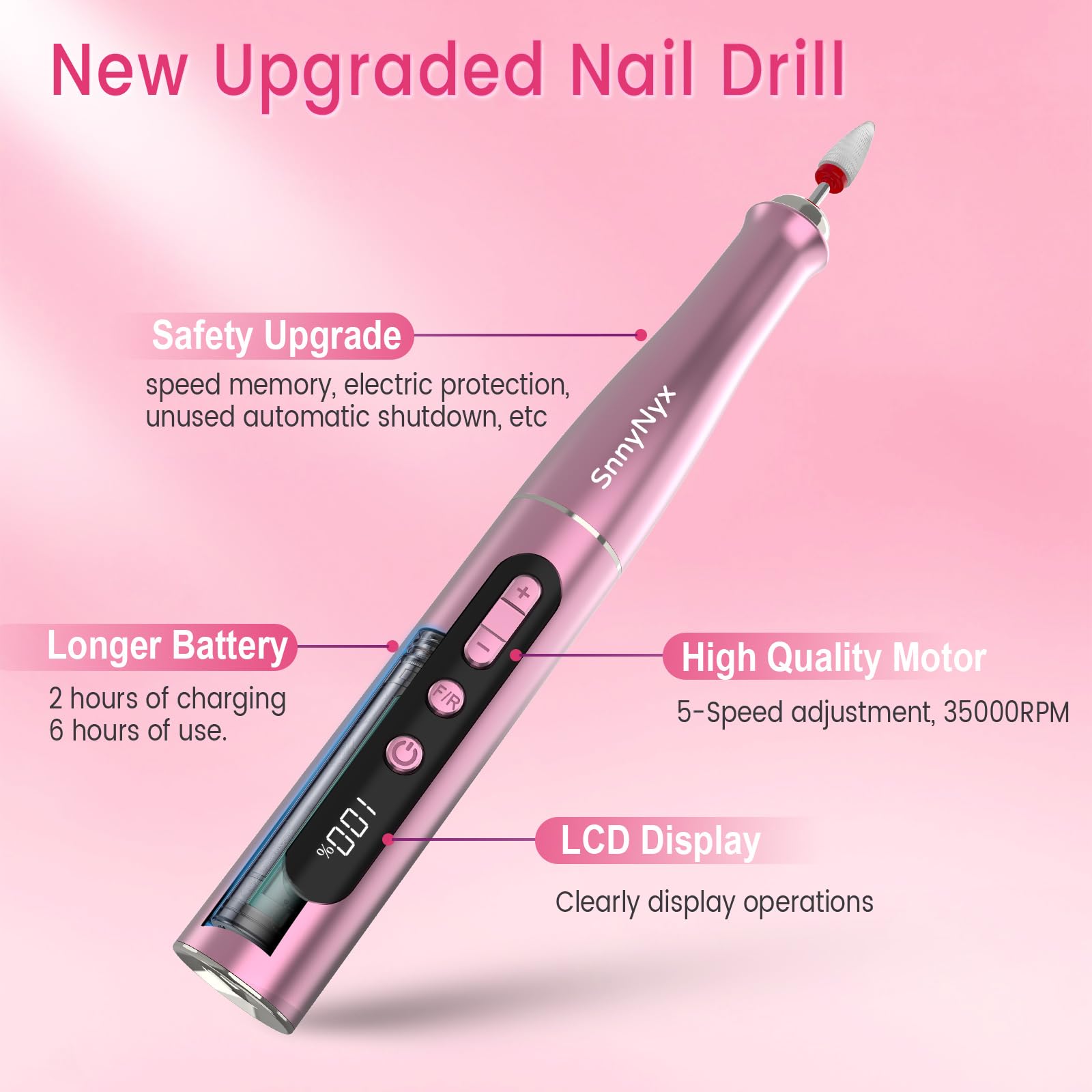 Trapano elettrico professionale per unghie, 35000 giri/min, kit per rimuovere lo smalto, lima elettrica per unghie, lima per unghie, lima per unghie, kit elettrico professionale per manicure e