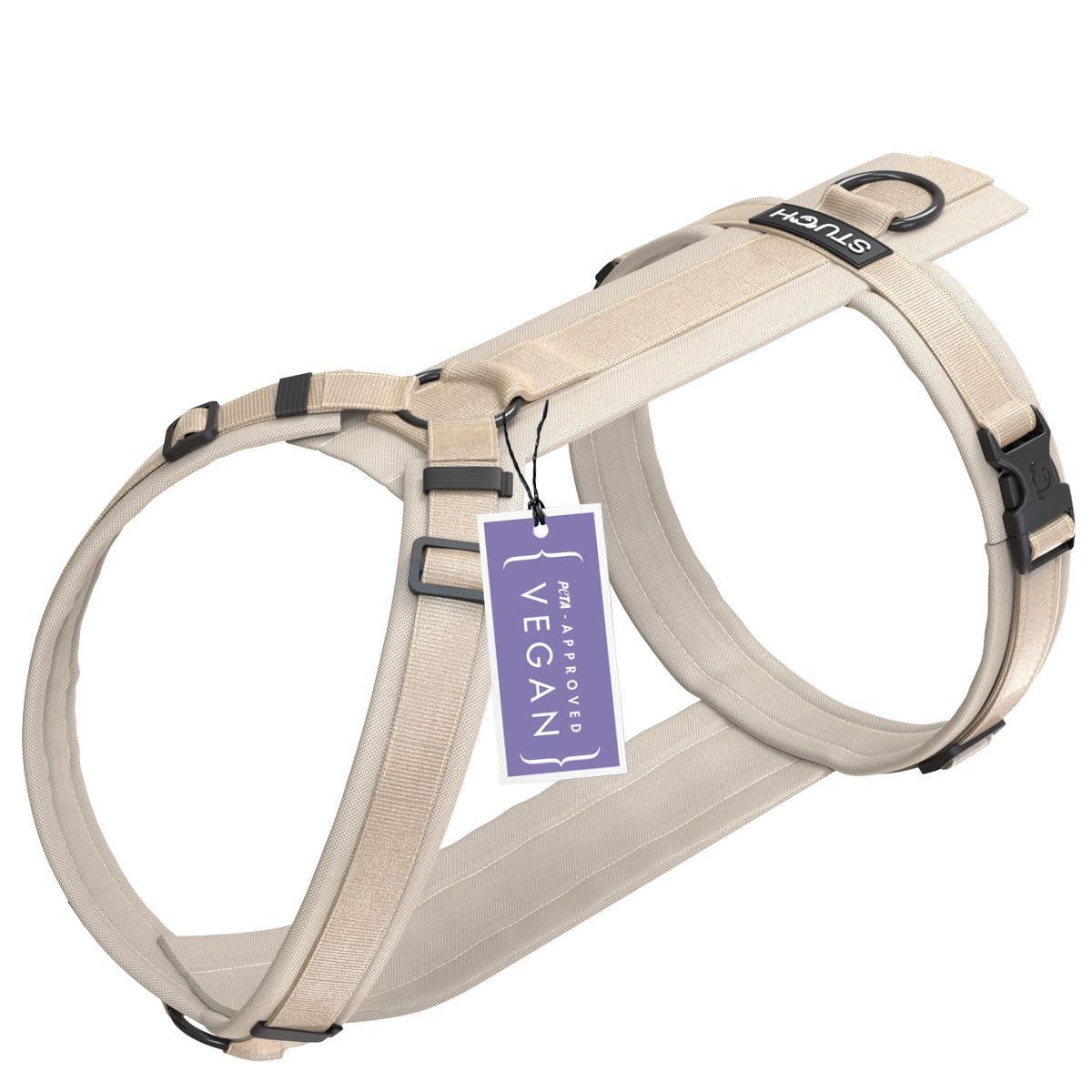 STUCH Arnés para perros, arnés de nailon ajustable, acolchado, para perros pequeños, medianos y grandes, color: beige, tamaño: S