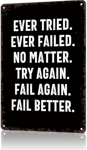 Letreros de metal vintage con texto en inglés Ever Tried Ever Failed, póster divertido para pared, decoración de pared para el hogar, habitación,