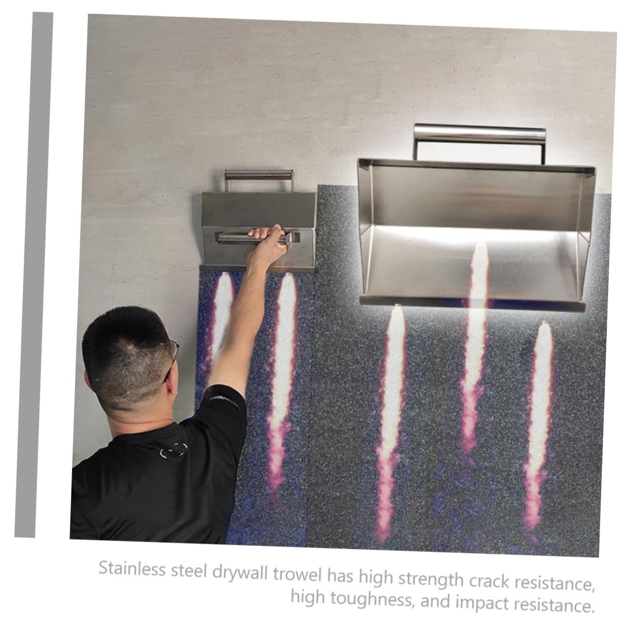 Trowel per Finitura Pareti in Acciaio Inox Argento per Intonaco | Forma Unica, per Pittura e Intonacatura Interna, Alta Resistenza e Tenacità, Presa Confortevole