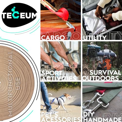 Image of TECEUM 3 /4 inch & 5 /8 inch & 1 inch & 1.5 inch & 2 inch Webbing - 10 25 50 Yards - 40+ Colors - Heavy Duty 1 Inch 1.5 Inch 2 Inch Backpack Straps - Webbing for Outdoors Indoors Crafting DIY