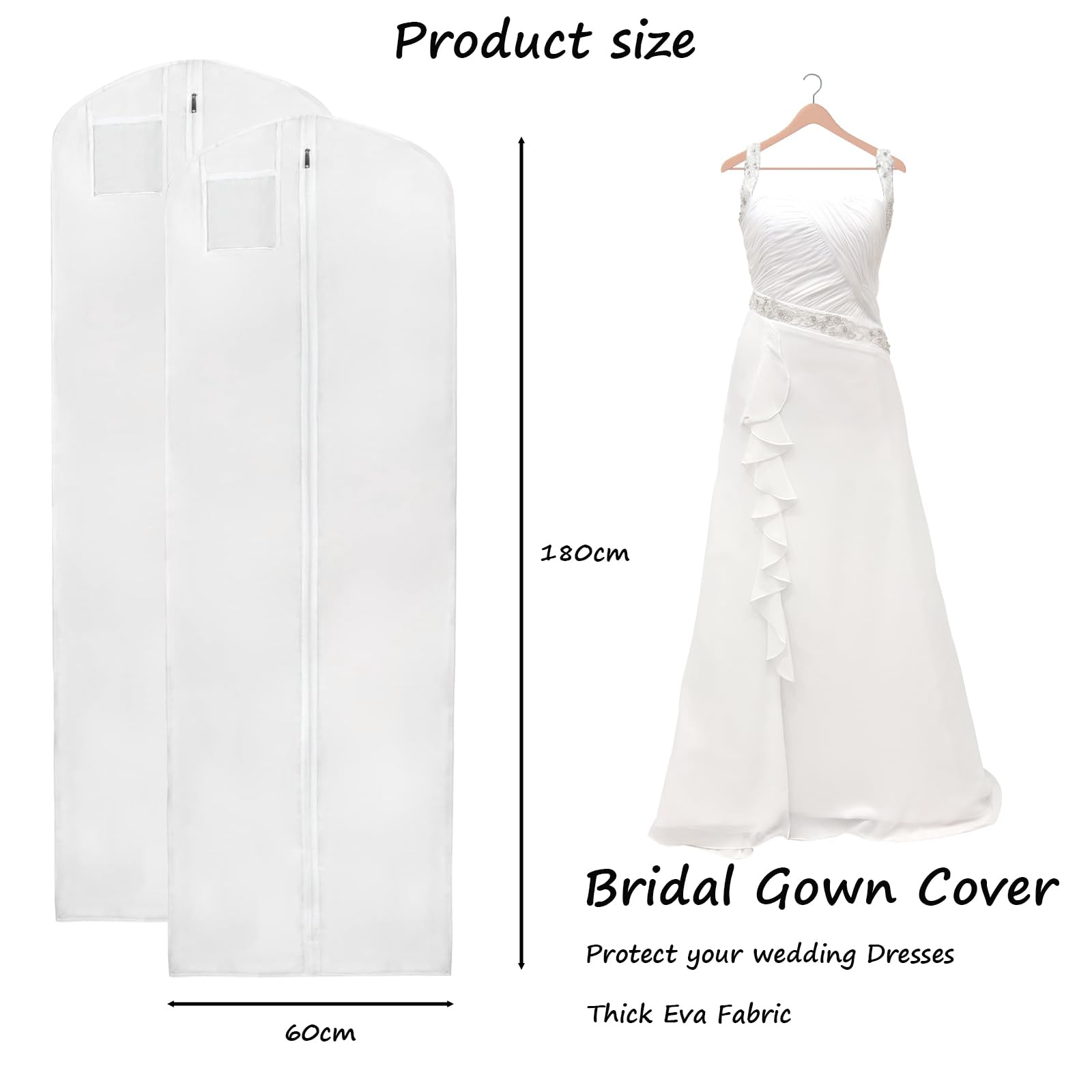 Kleidersack Für Hochzeitskleid – 180 Cm Lang, Mit 4 Taschen, Extra Zwickel, Aus Robustem Vlies